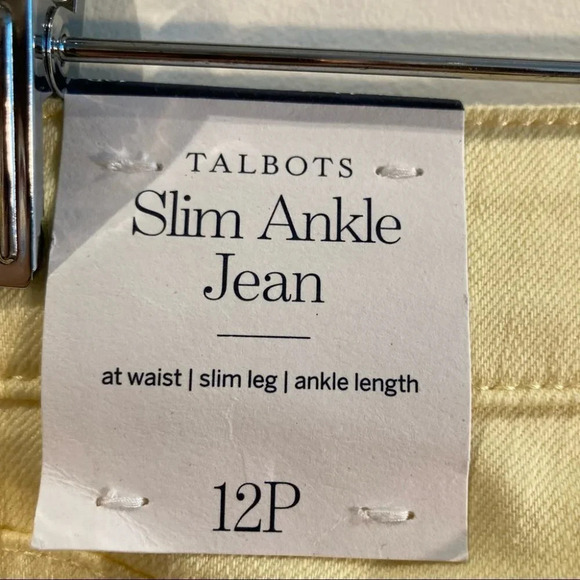 TALBOTS Sz 12P Slim Ankle Pastel Yellow Jeans NWT - Picture 8 of 10